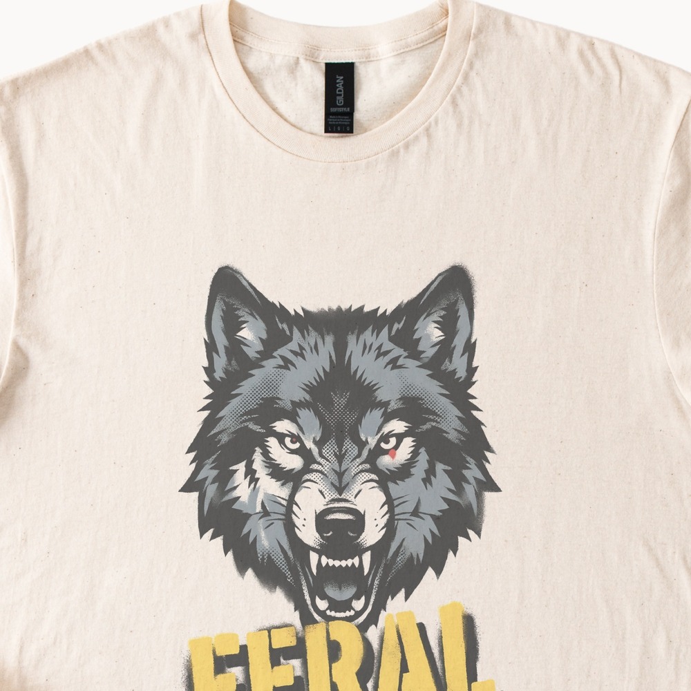 Feral Wolf Screen Print Graphic Tee